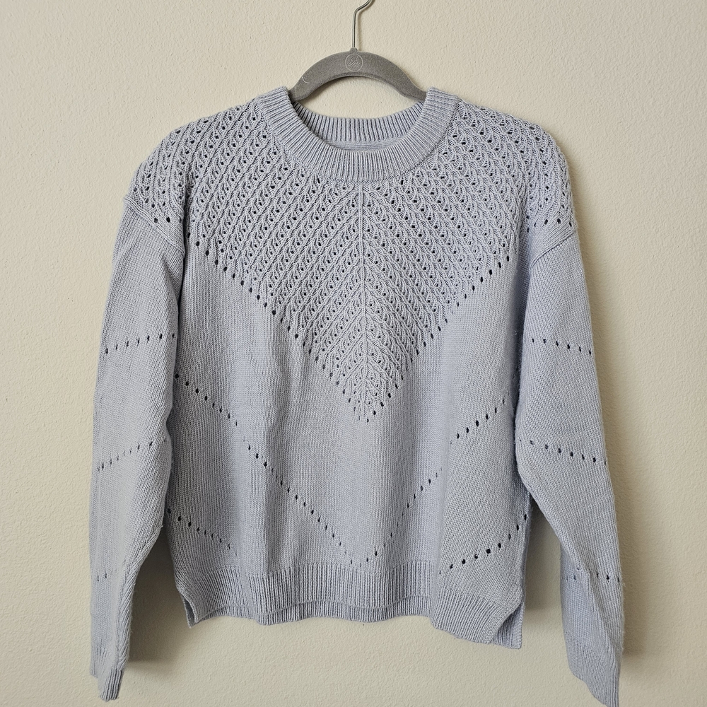 Marine Layer Cashmere Blend Pale Blue Knit Crewneck Sweater